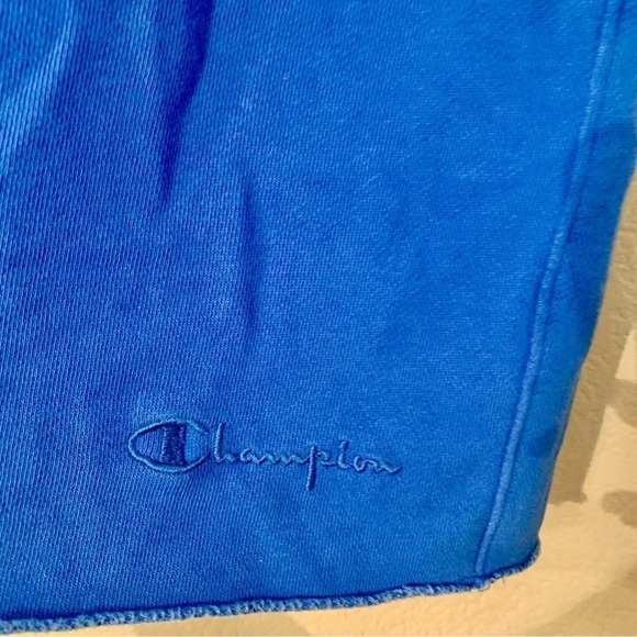 NEW Champion Shorts Medium Blue Cut-Off Style Sweatshorts Elastic Waist Pockets - Picture 3 of 11